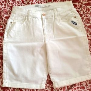 NWT Old Navy Sweetheart Curvy Denim Bermuda Shorts White Cuffed New Women 4